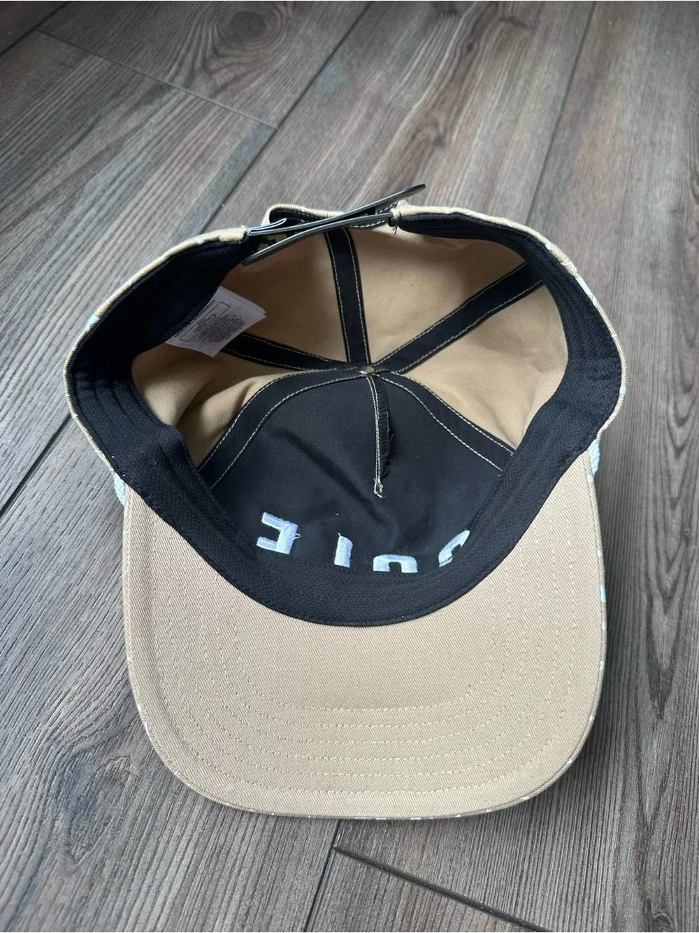 Adidas Golf Snapback Hat Tan White Print Adjustable One Size EUC